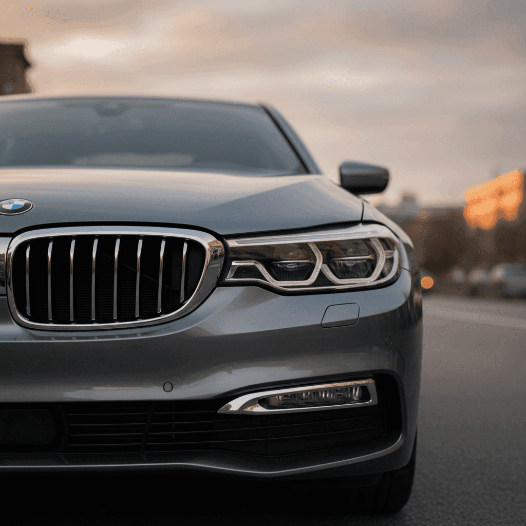 BMW limuzina nove generacije sa dvostrukom rešetkom hladnjaka pod toplim popodnevnim svjetlom, ilustruje BMW opoziv 2026.
