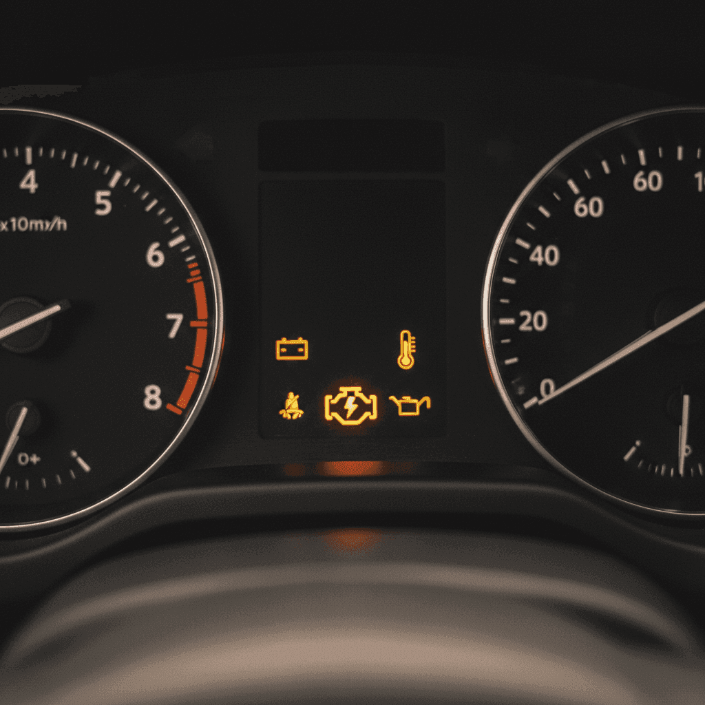 Check engine light on the dashboard