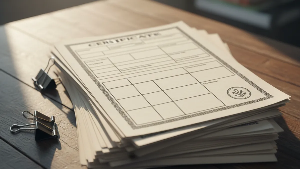 A stack of import and customs papers on a wooden desk - symbolising the paperwork procedure for importing a vehicle into BiH.