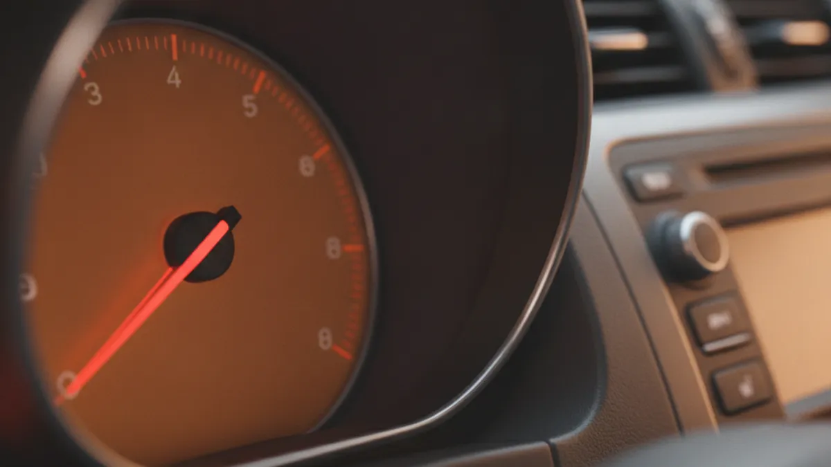 Instrumentna tabla automobila sa mjeračem obrtaja na niskim obrtajima tokom ekonomične vožnje