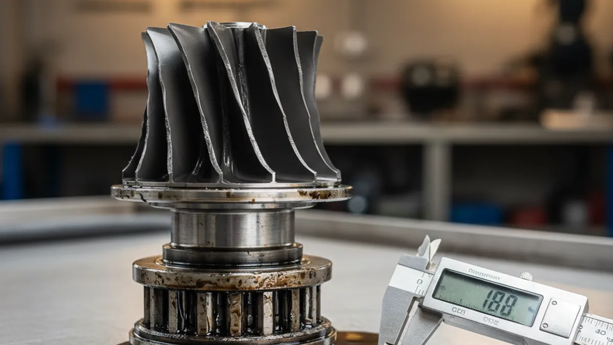 Zapušen DPF filter izvađen iz auspušnog sistema, vidljivi slojevi čađi na keramičkoj strukturi