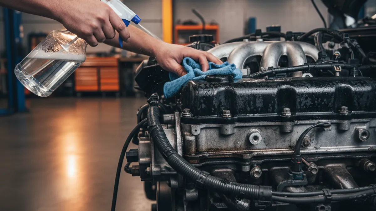 Detaljno čišćenje motornog prostora automobila prije prodaje u radionici