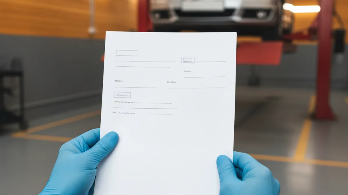 Ruke na laptopu, na ekranu pregled oglasa polovnih automobila, šolja kafe i bilježnica, jutarnja svjetlost