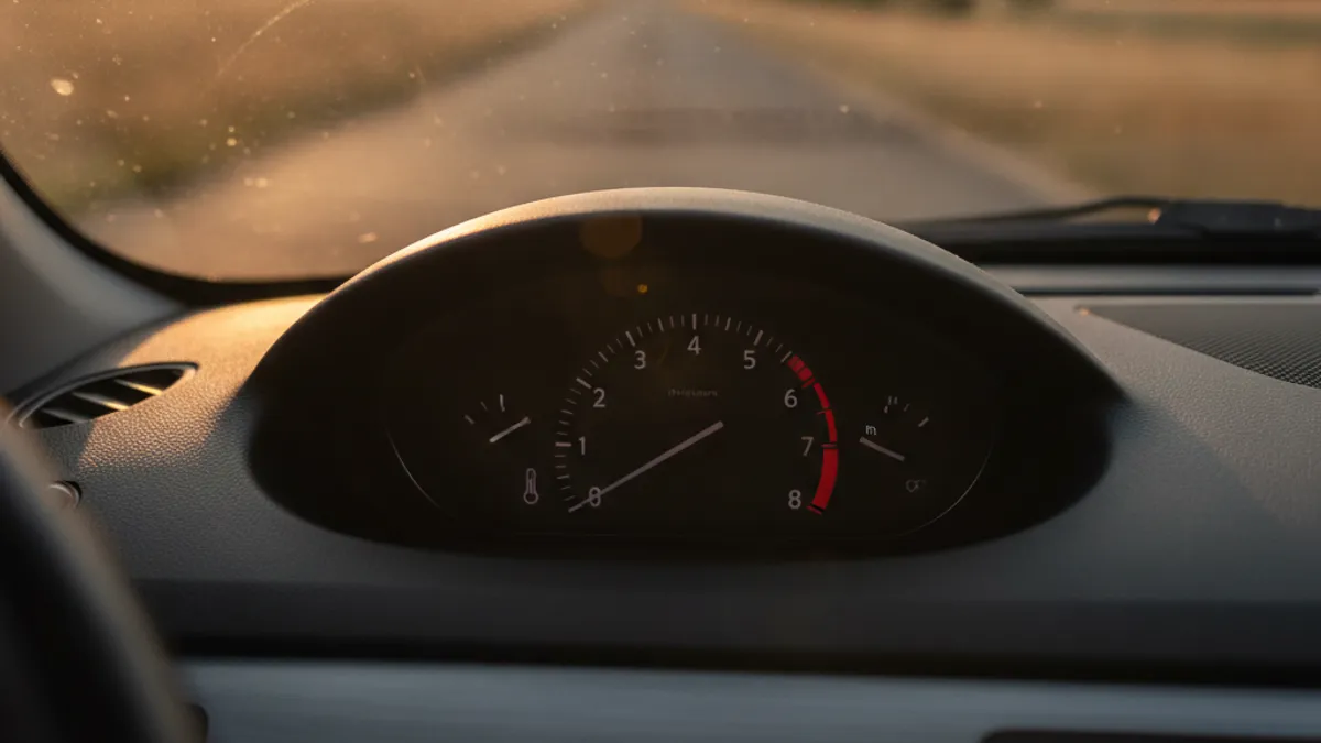 Instrument tabla automobila sa iglicama instrumenata tokom vožnje po ljetnoj vrućini